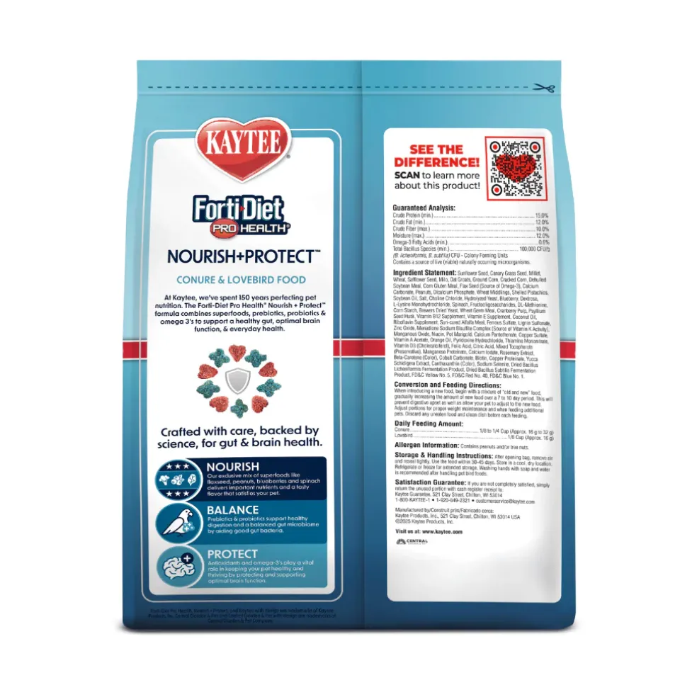 Kaytee Forti-Diet Pro Health Nourish+Protect Conure & Lovebird Bird Food (4 lb)