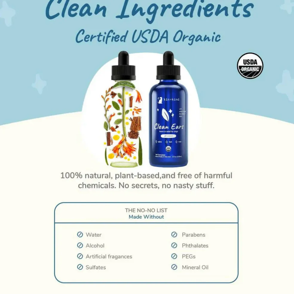 kin+kind Clean Ears Leave-In Relief for Dogs (4 oz)