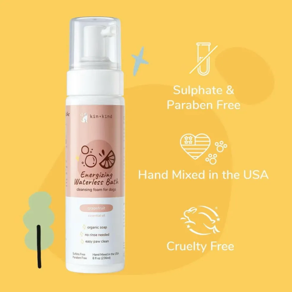 kin+kind Energizing Grapefruit Waterless Bath Cleansing Foam for Dogs (8 oz)
