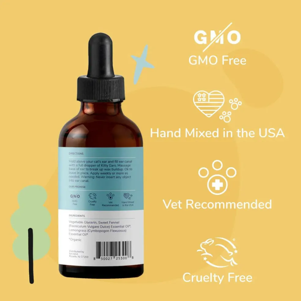 kin+kind Kitty Ears 100% Natural Leave-In Cat Ear Cleaner (4 oz)