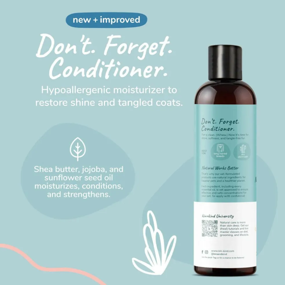 kin+kind Unscented Natural Conditioner & Moisturizer for Dogs & Cats (12 oz)