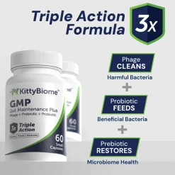 Kitty Biome GMP Gut Maintenance Plus Triple Action for Cats, 60 small capsules