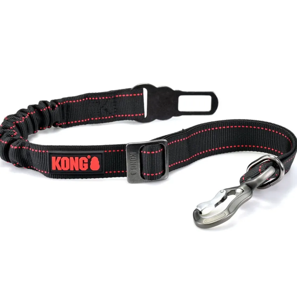 KONG Deluxe Swivel Tether Dog Safety Belt, Black & Red