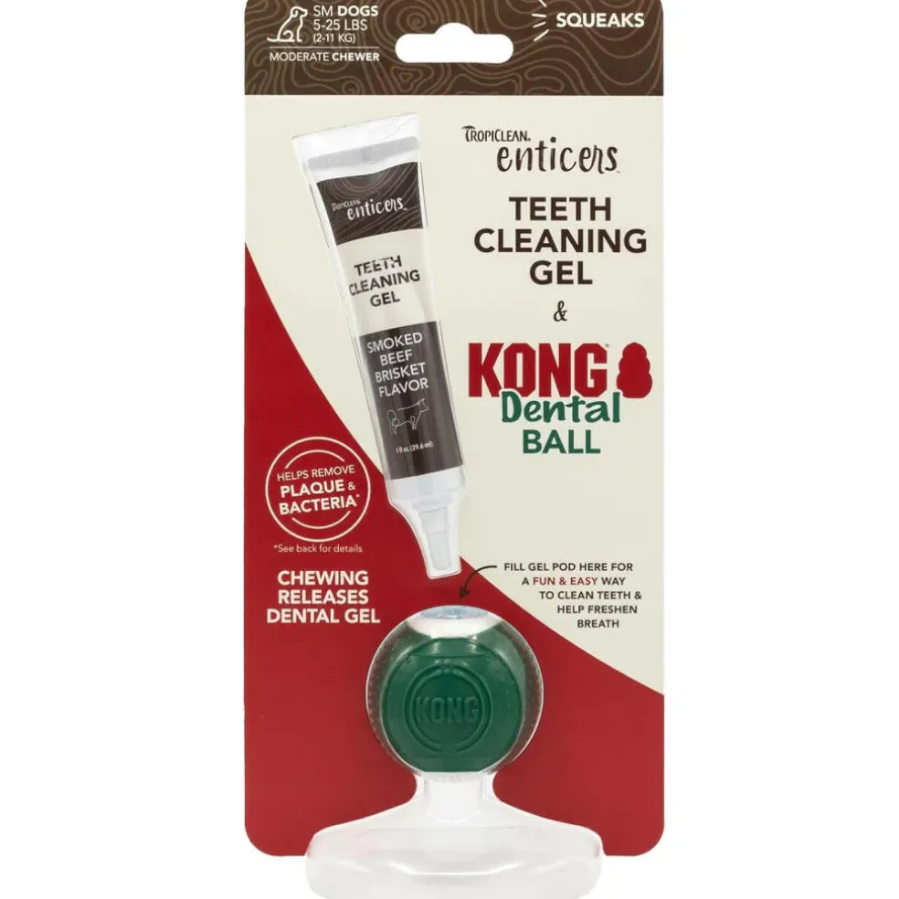 Kong Dental Ball with Tropiclean Enticer Teeth Cleaning Gel