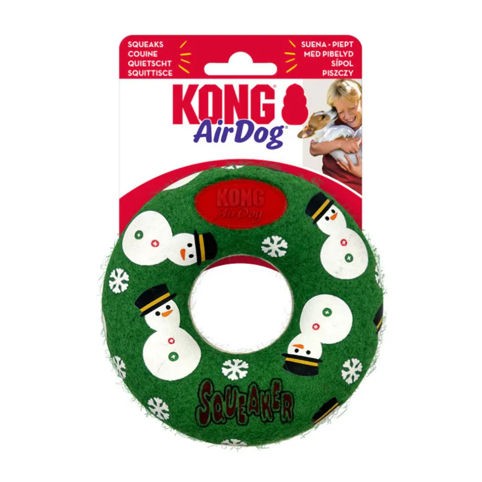 KONG Holiday AirDog Donut Squeaker Dog Toy