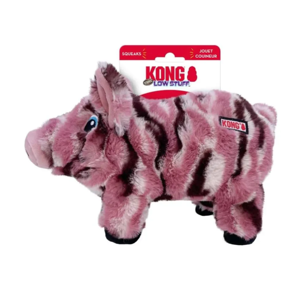KONG Low Stuff Stripes Pig Plush Dog Toy