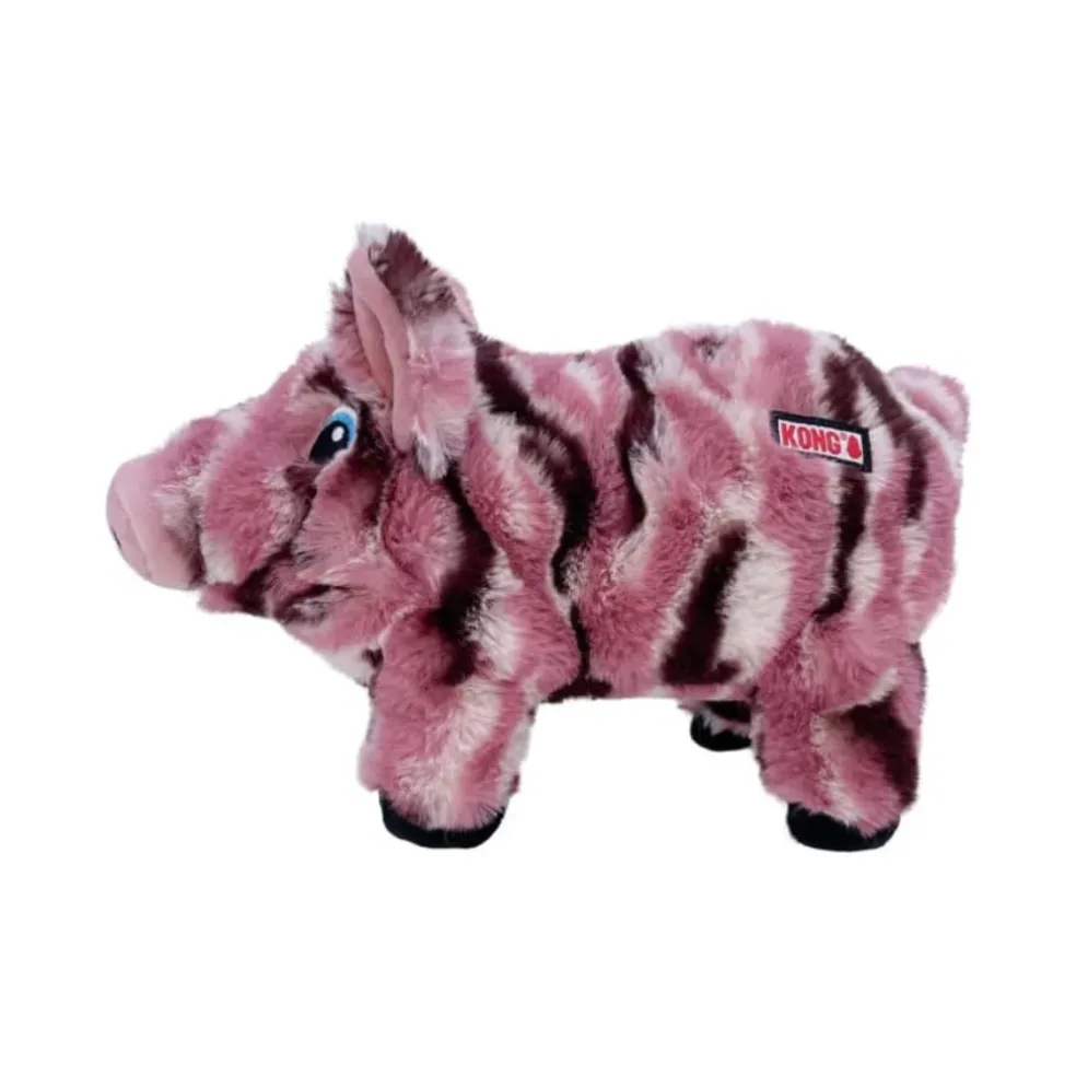 KONG Low Stuff Stripes Pig Plush Dog Toy