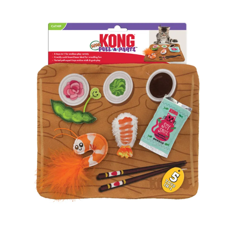 KONG Pull-A-Partz Sushi Catnip Cat Toys, 5 pack