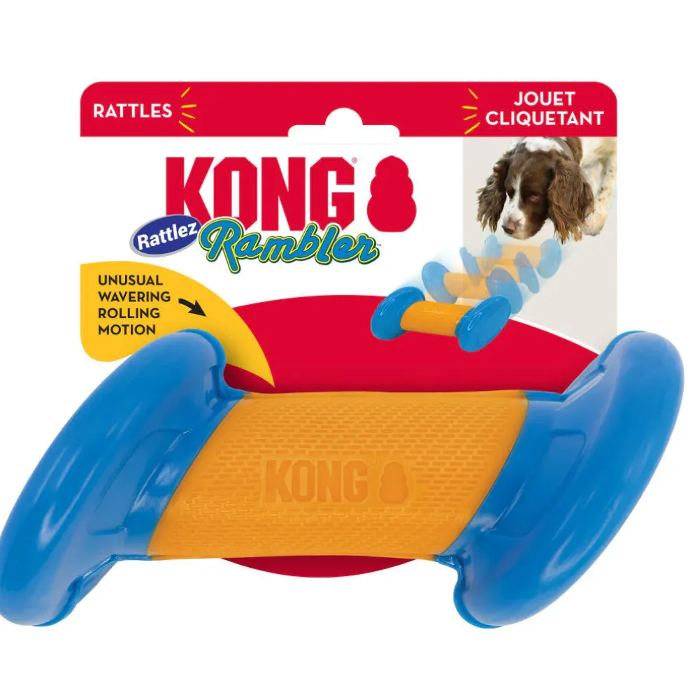 Kong Rambler Rattlez Dumbbell Toy For Dogs -Large (Orange/Blue)
