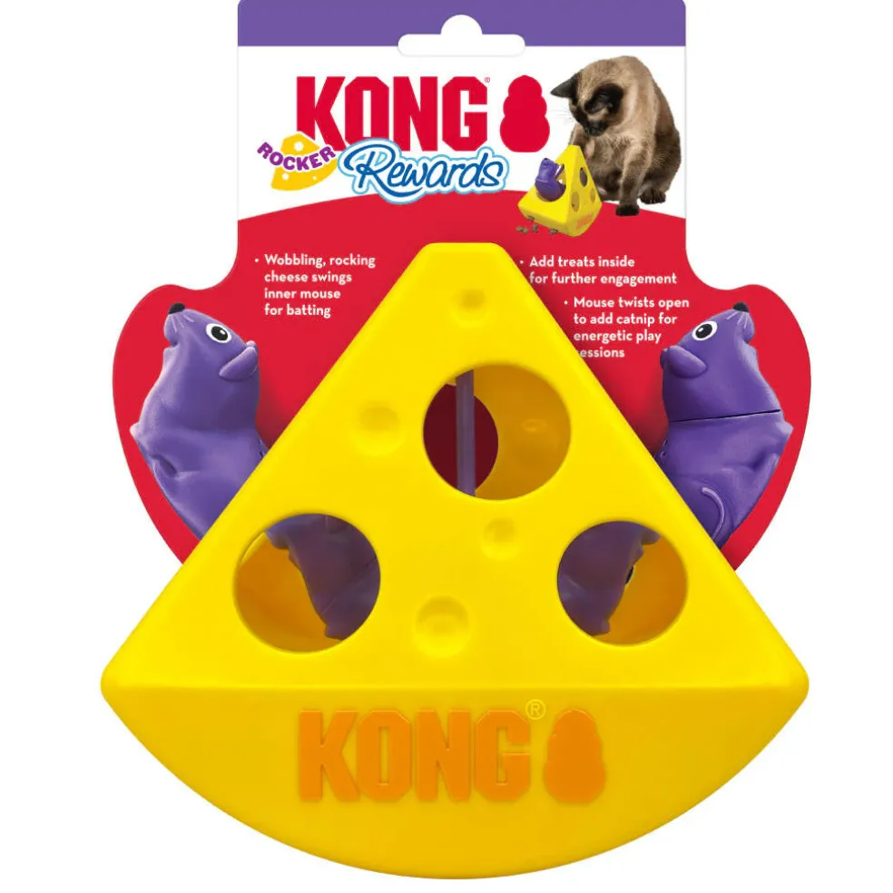 Kong Rewards Rocker Cheese Treat Dispenser Toy For Cats