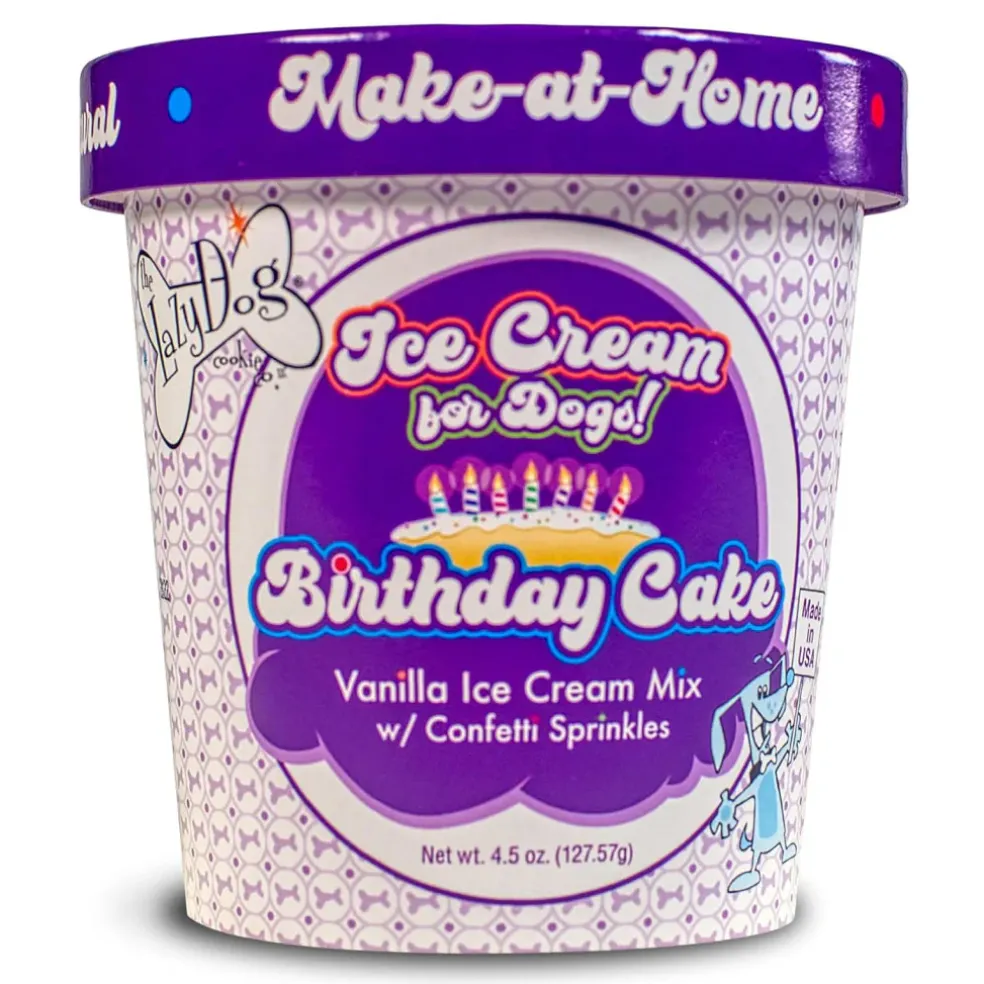 Lazy Dog Make at Home Ice Cream Mix Birthday Cake Flavor Treats For Dogs (4.5 oz)