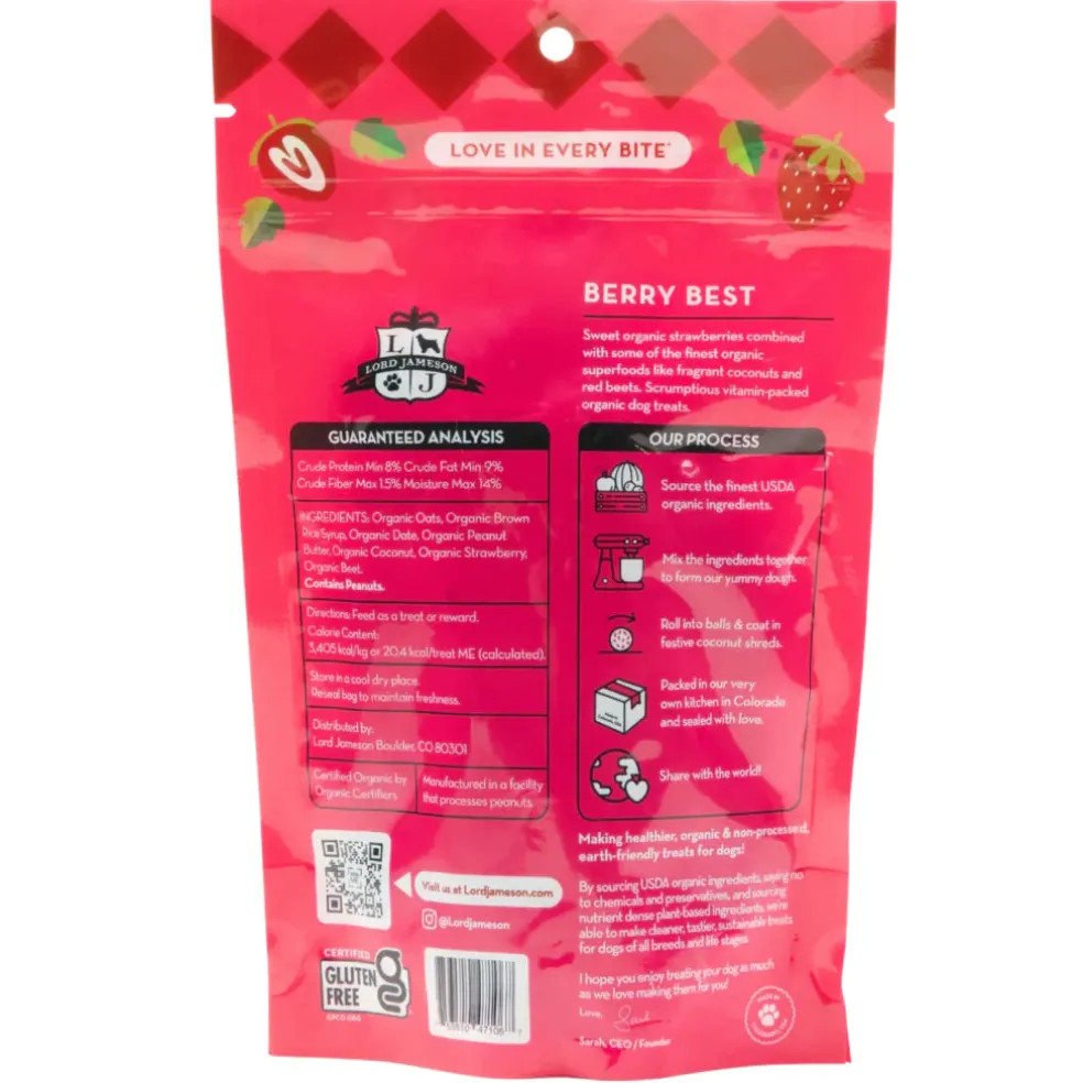 Lord Jameson Berry Best Organic Strawberry Soft & Chewy Treats For Dogs (6 oz)