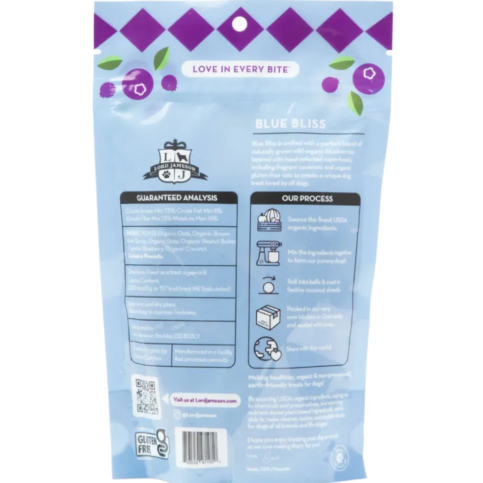 Lord Jameson Blue Bliss Organic Blueberry Soft & Chewy Treats for Dogs (6 oz)