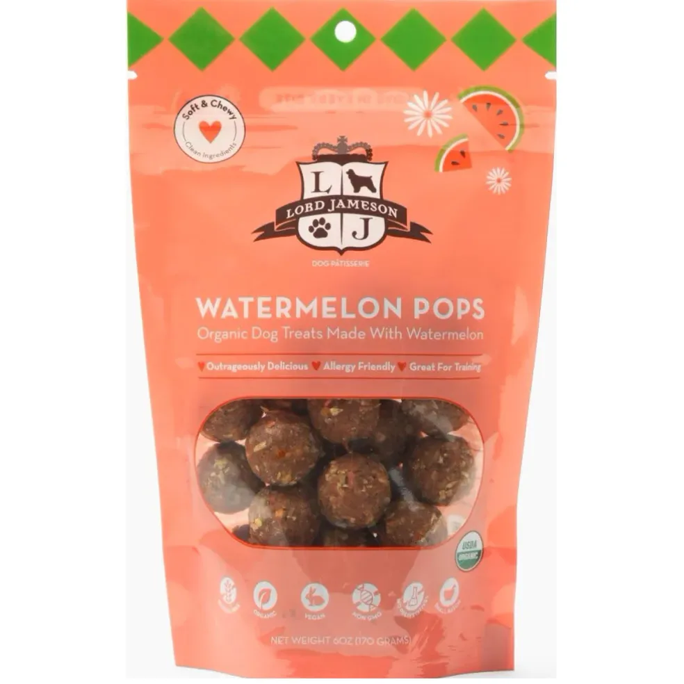Lord Jameson Watermelon Pops Organic Watermelon Soft & Chewy Treats For Dogs (6 oz)
