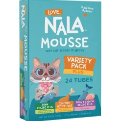 Love Nala Mousse Lickable Treats For Cats- Variety Pack (0.5 oz tube x 24)