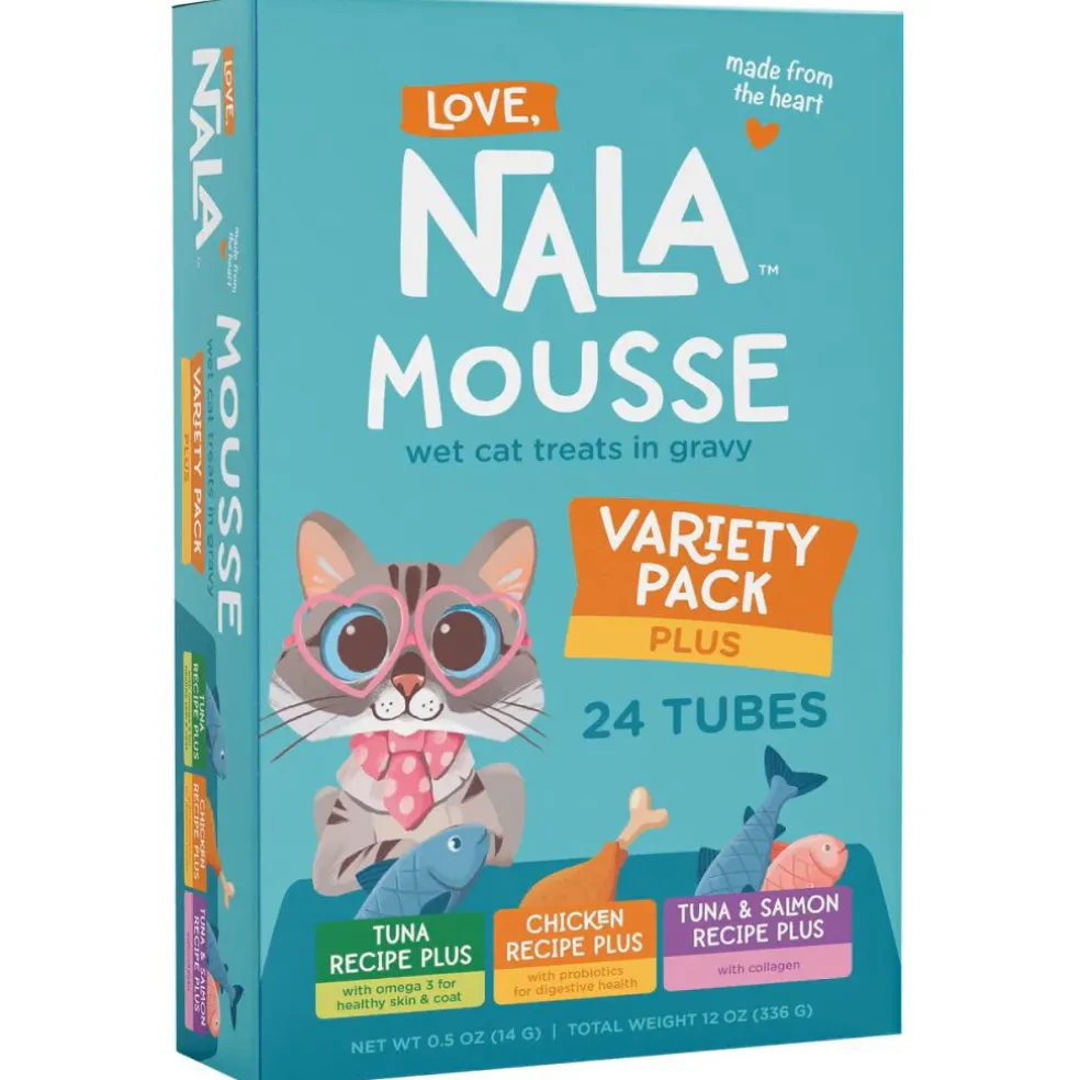 Love Nala Mousse Lickable Treats For Cats- Variety Pack (0.5 oz tube x 24)