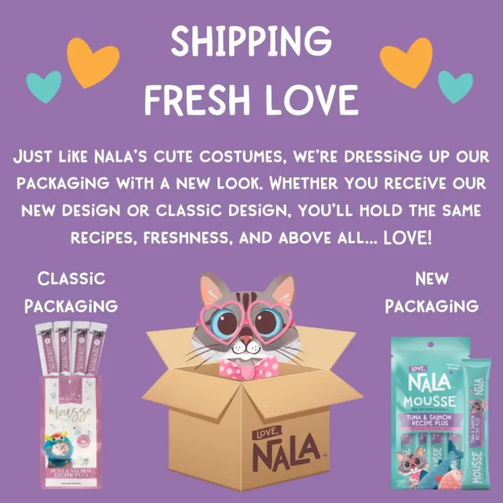 Love Nala Mousse Plus Tuna & Salmon Recipe Lickable Treat For Cats (0.5 oz tube x 4)