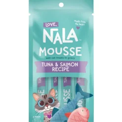 Love Nala Mousse Tuna & Salmon Recipe Lickable Treats For Cats (0.5 oz tube x 4)
