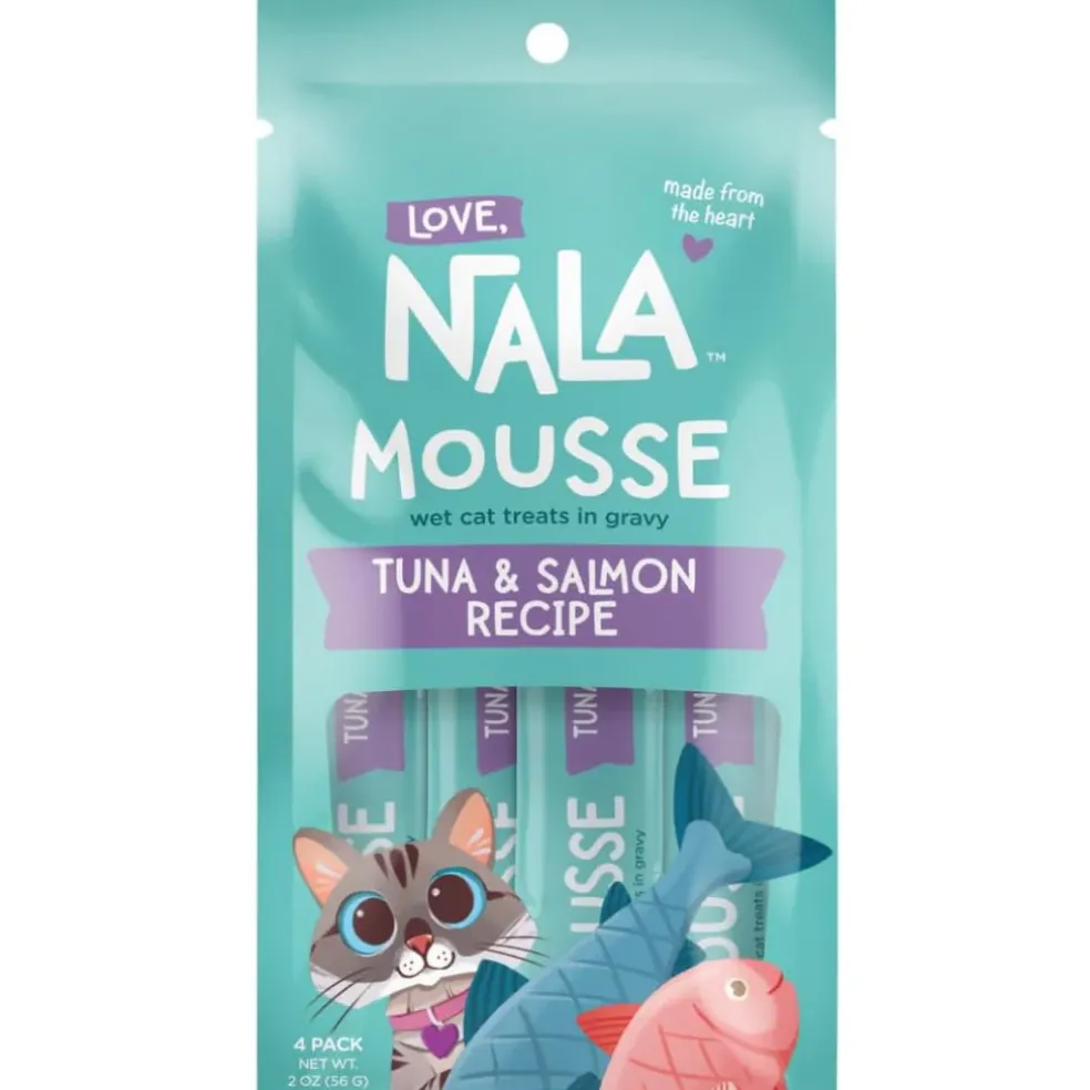 Love Nala Mousse Tuna & Salmon Recipe Lickable Treats For Cats (0.5 oz tube x 4)