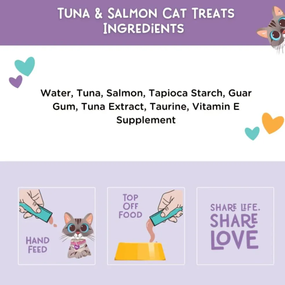 Love Nala Mousse Tuna & Salmon Recipe Lickable Treats For Cats (0.5 oz tube x 4)