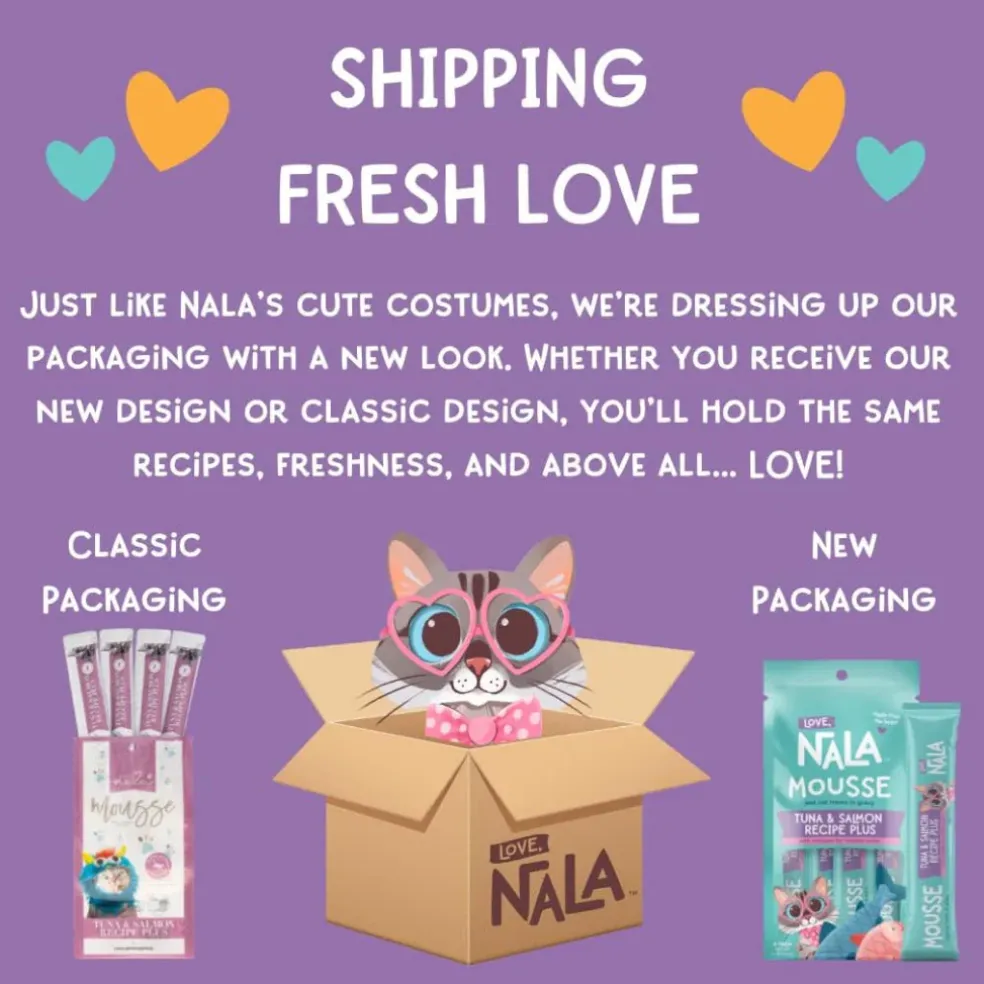 Love Nala Mousse Tuna & Salmon Recipe Lickable Treats For Cats (0.5 oz tube x 4)
