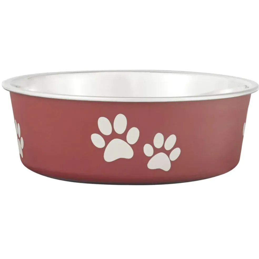 Loving Pets Classic Merlot Non-Skid Stainless Steel Pet Bowl