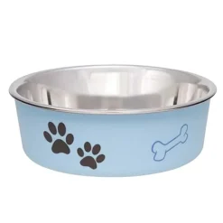 Loving Pets Classic Murano Blue Non-Skid Stainless Steel Pet Bowl