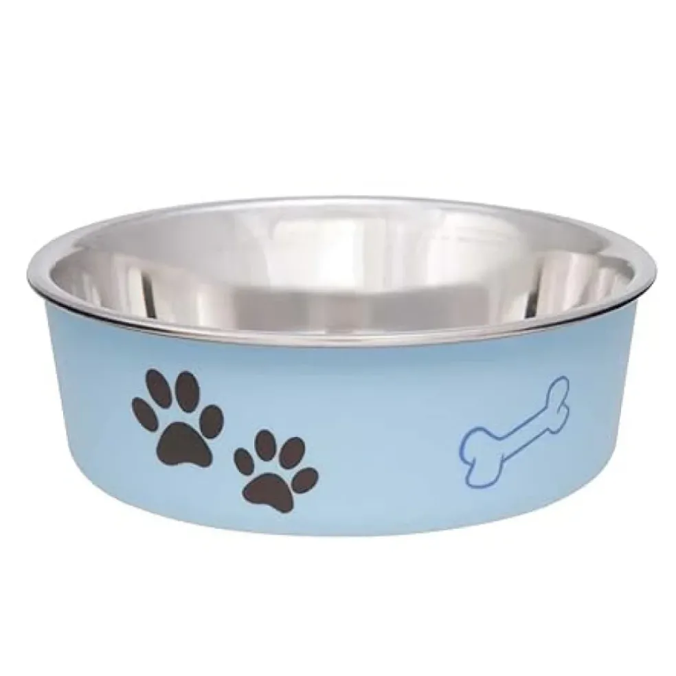 Loving Pets Classic Murano Blue Non-Skid Stainless Steel Pet Bowl