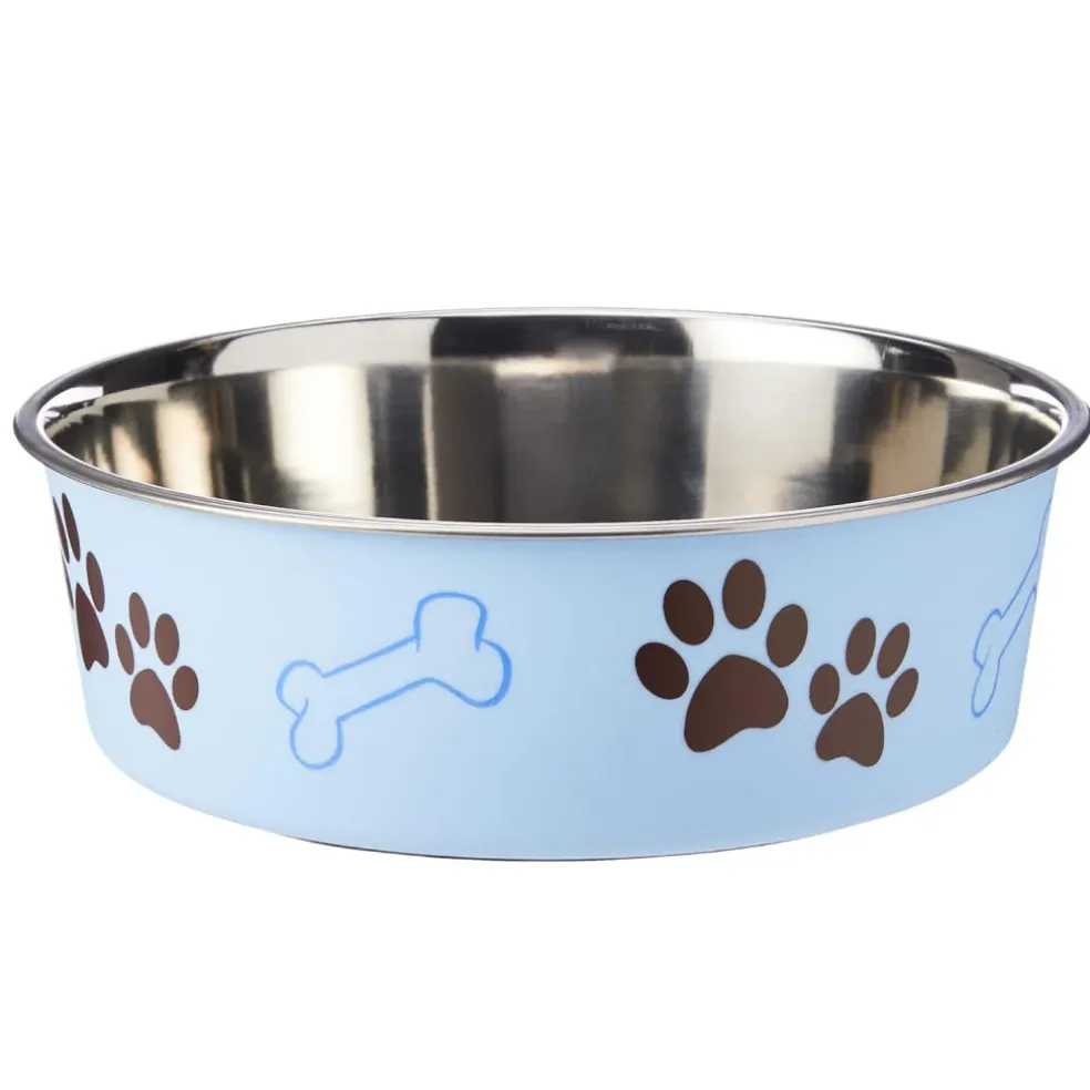 Loving Pets Classic Murano Blue Non-Skid Stainless Steel Pet Bowl