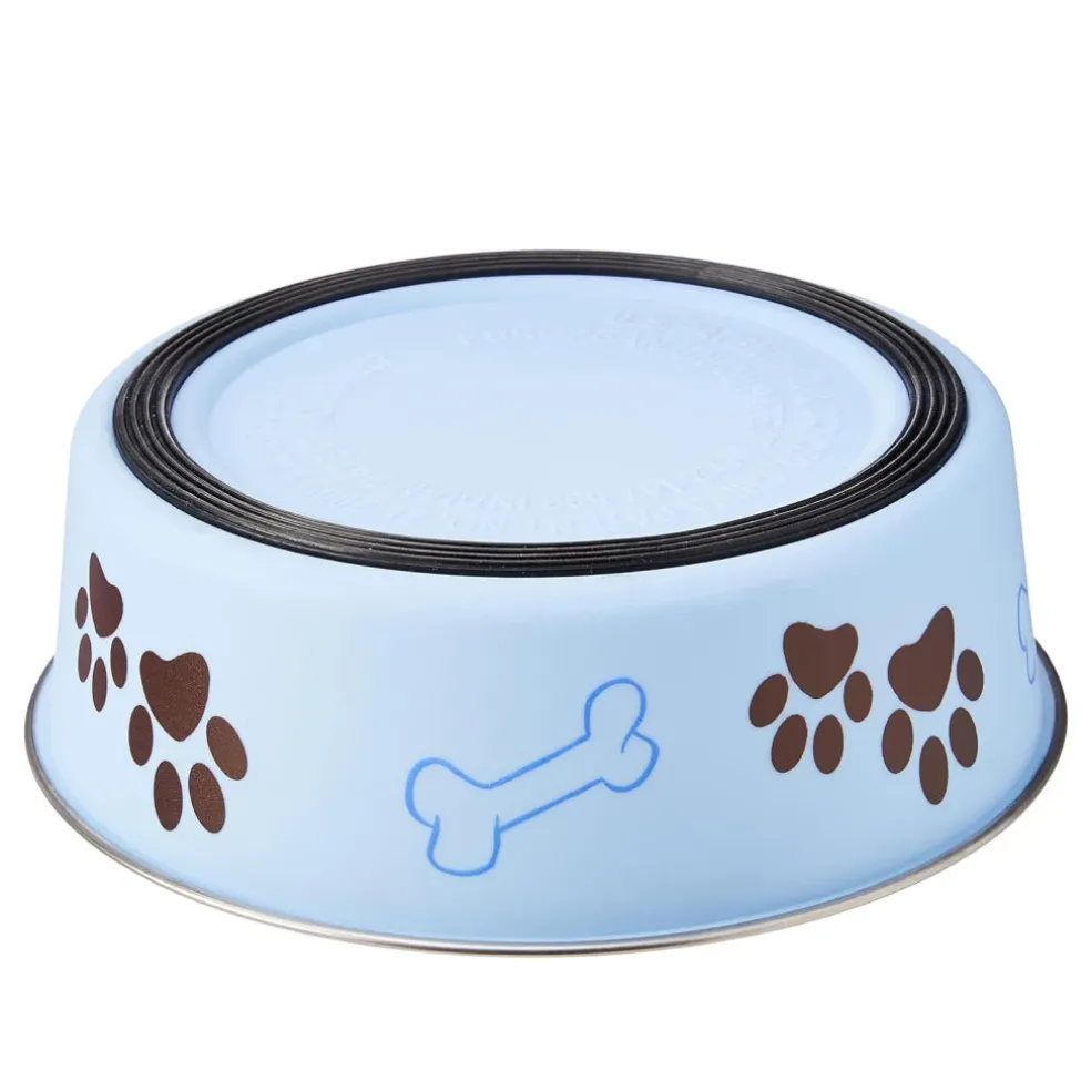 Loving Pets Classic Murano Blue Non-Skid Stainless Steel Pet Bowl