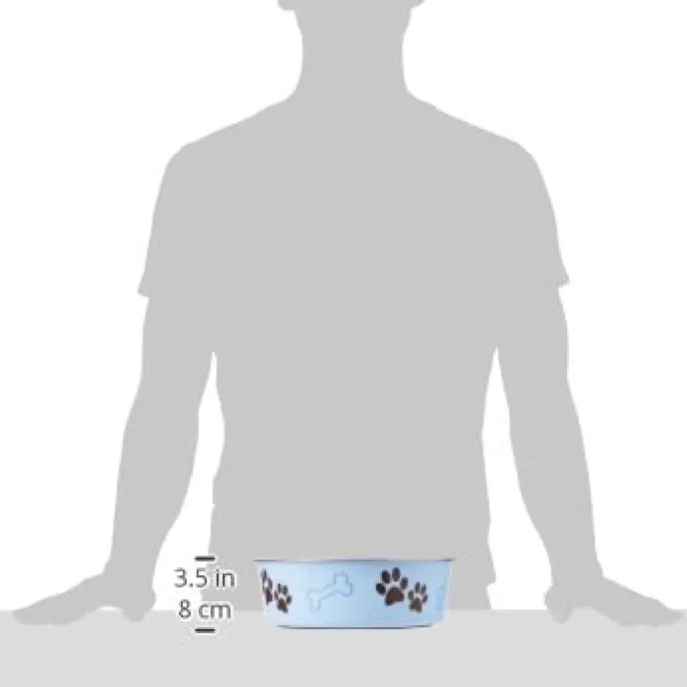 Loving Pets Classic Murano Blue Non-Skid Stainless Steel Pet Bowl