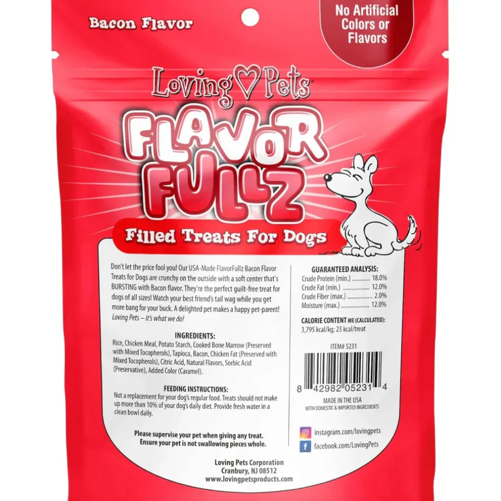 Loving Pets Flavorfullz Bacon Flavor Crunchy Filled Dog Treats (6 oz)