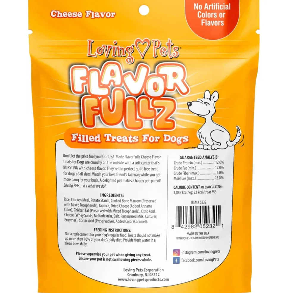 Loving Pets Flavorfullz Cheese Flavor Crunchy Filled Dog Treats (6 oz)
