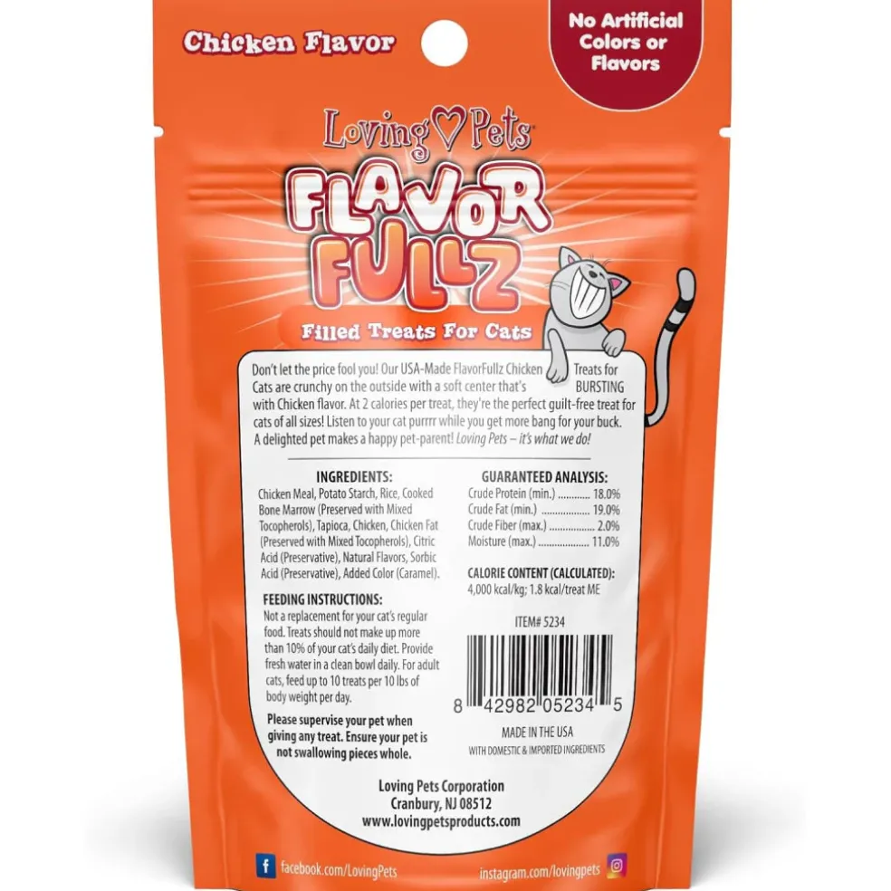 Loving Pets Flavorfullz Filled Chicken Flavor Treats For Cats (3 oz)