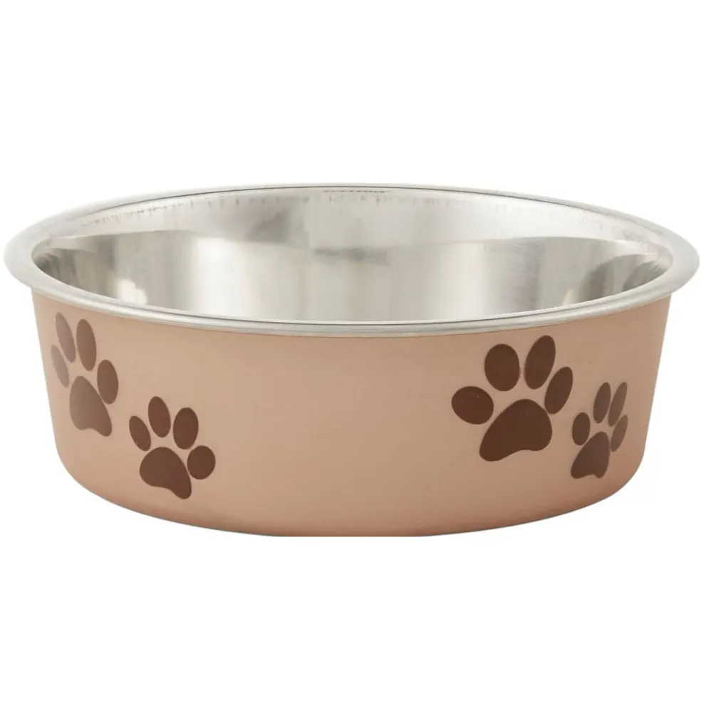 Loving Pets Metallic Champagne Non-Skid Stainless Steel Pet Bowl