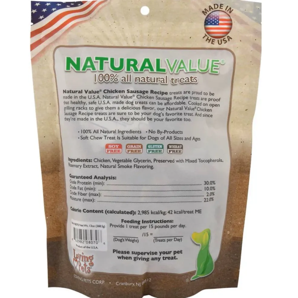 Loving Pets Natural Value Chicken Sausages Jerky Dog Treats (13 oz)