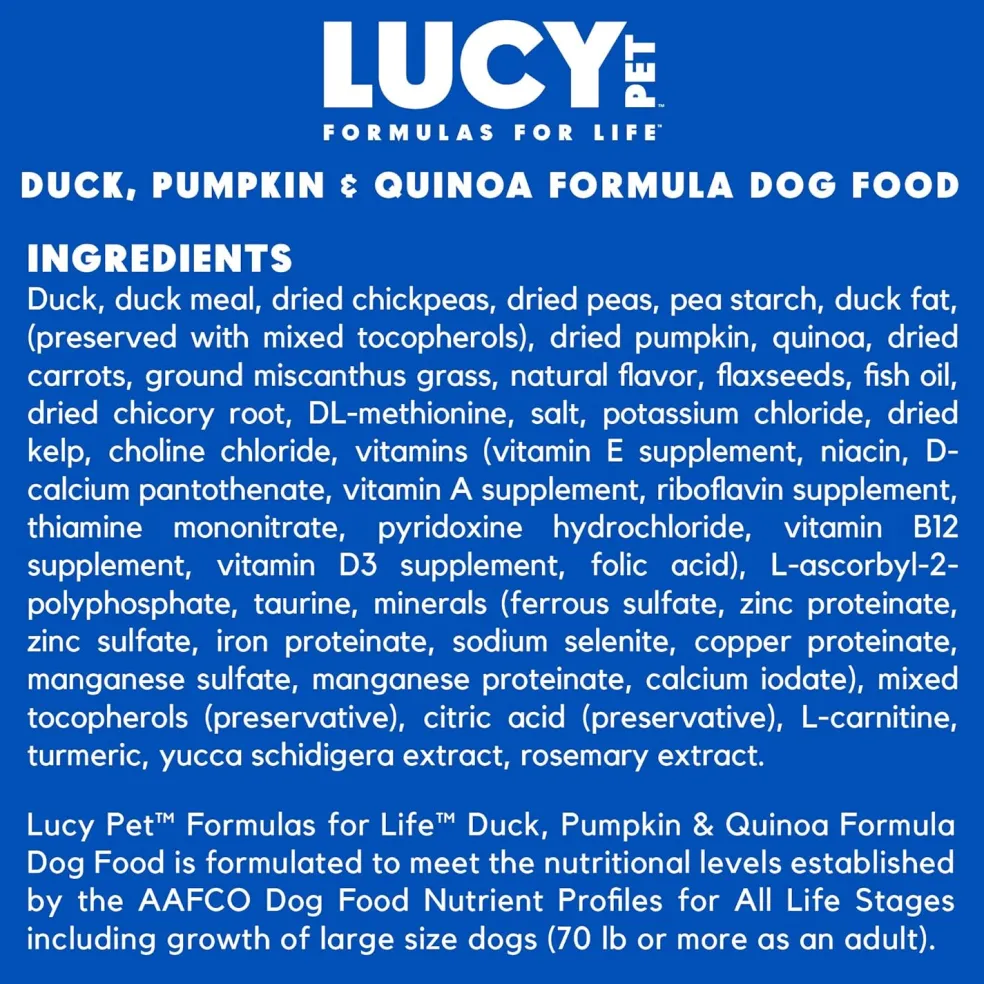 Lucy Pet Products Formulas for Life Grain-Free Duck, Pumpkin & Quinoa Formula Dry Dog Food