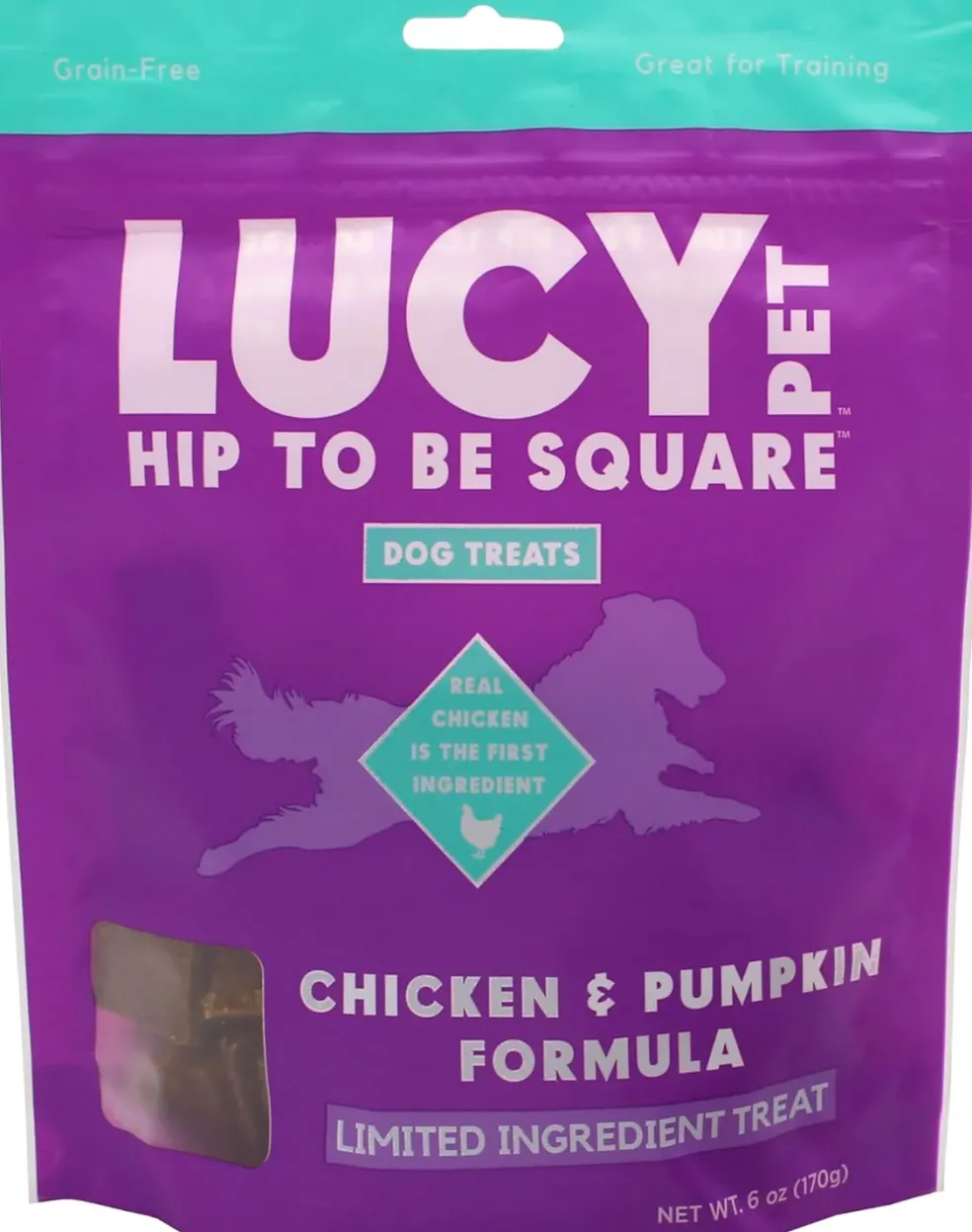 Lucy Pet Products Hip to Be Square Chicken & Pumpkin Formula Dog Treats, 6-oz