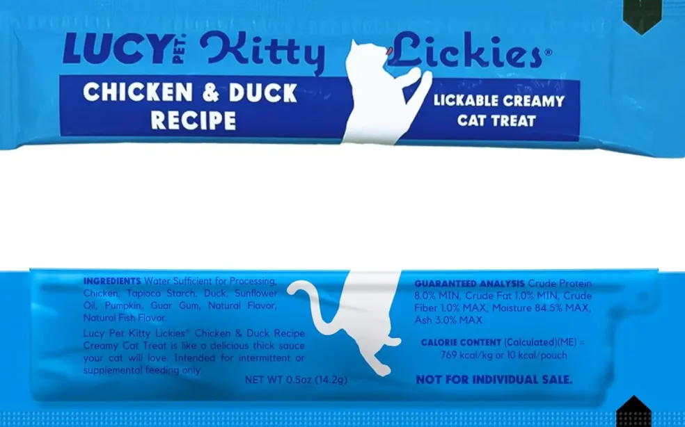 Lucy Pet Products Kitty Lickies Chicken & Duck Recipe Licakble Creamy Cat Treat, 2-oz