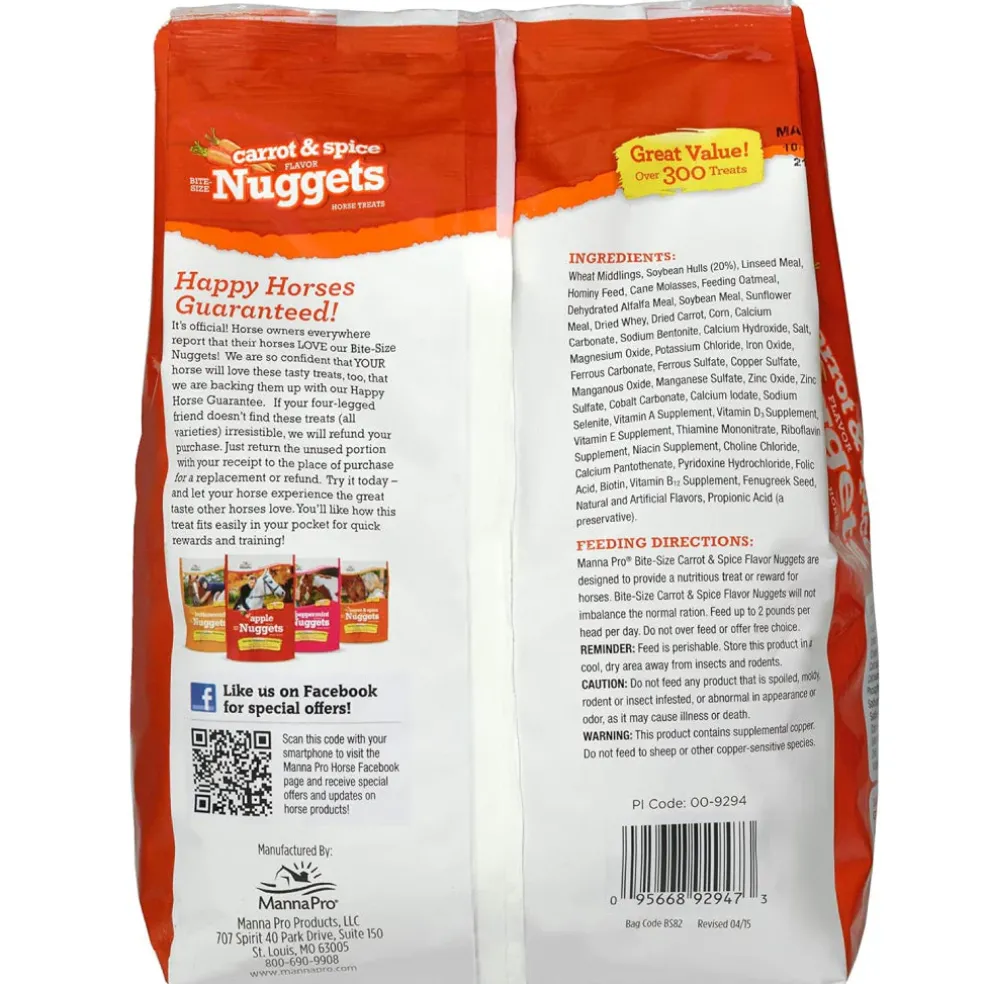 Manna Pro Carrots & Spice Bite-Sized Nugget Treats for Horses (4 lb)