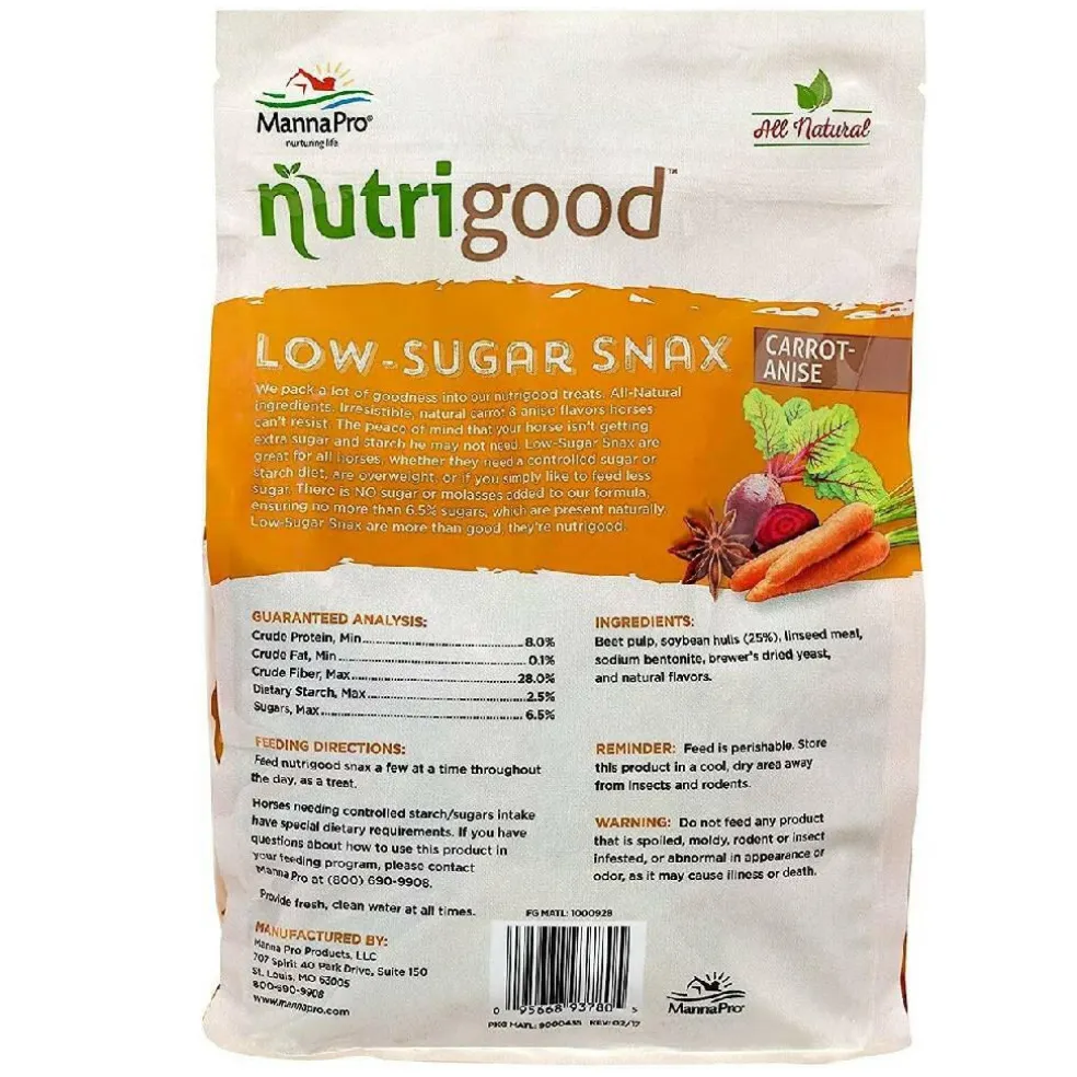 Manna Pro Nutrigood Low-Sugar Snax Carrot Anise Flavor Treats for Horses (4 lb)