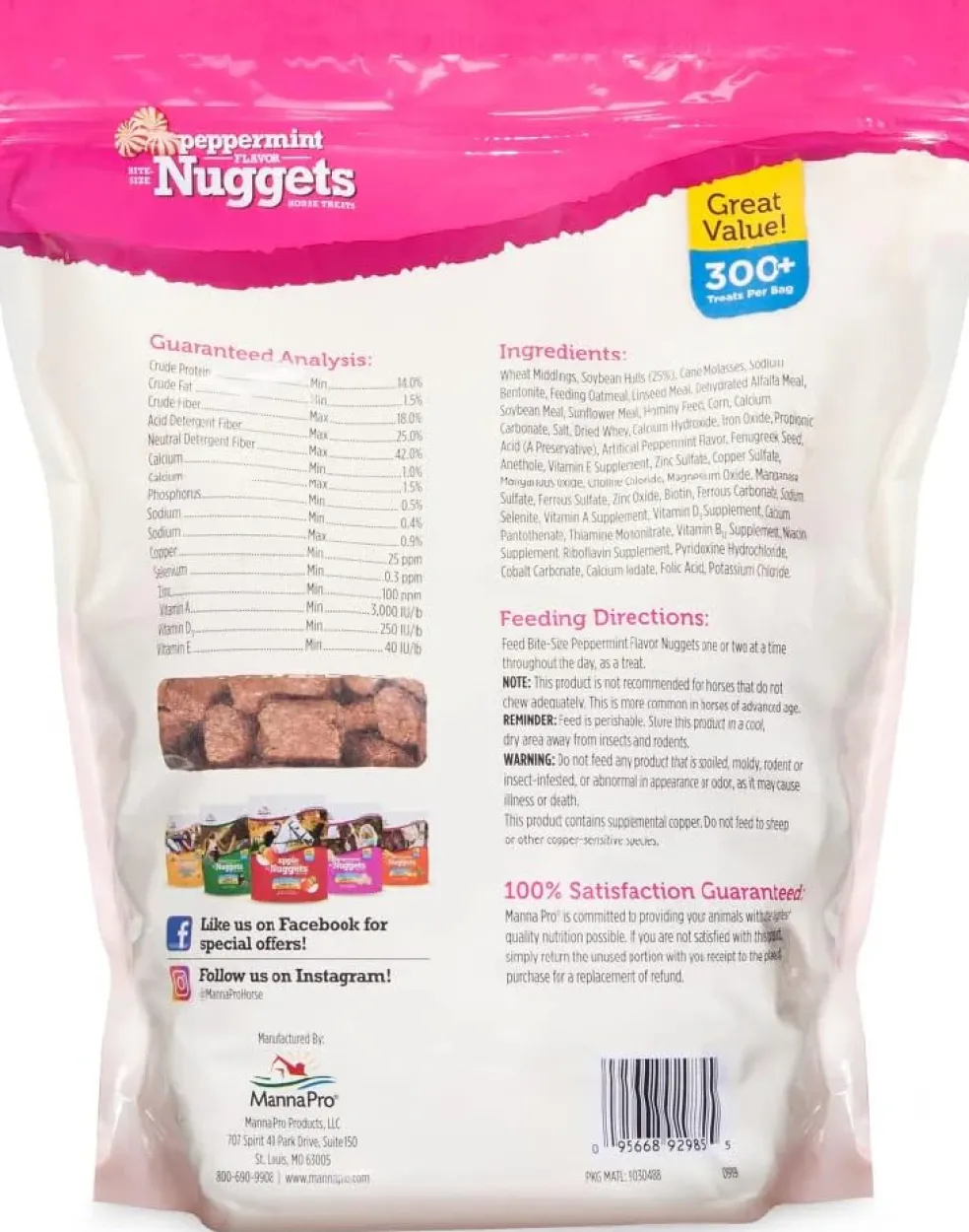 Manna Pro Peppermint Bite-Sized Nugget Treats for Horses (4 lb)