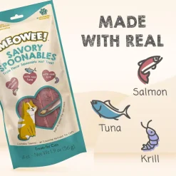 Meowee! Savory Spoonables with Salmon, Tuna & Krill Lickable Treats For Cats