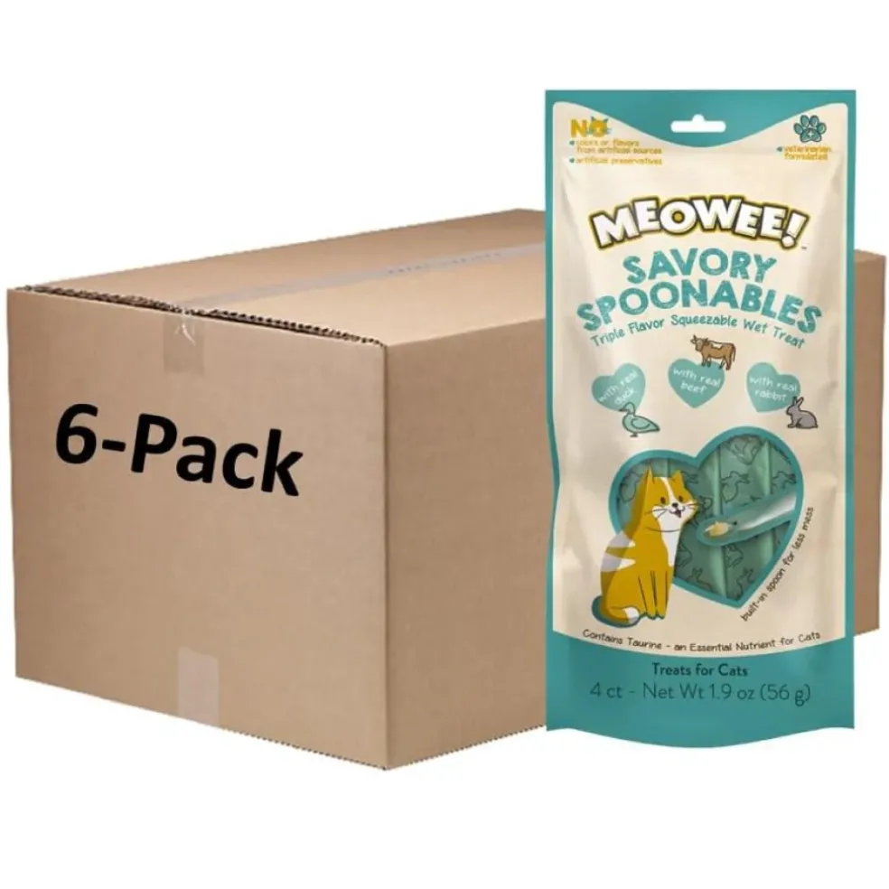 Meowee! Savory Spoonables with Duck, Beef & Rabbit Lickable Treat For Cats