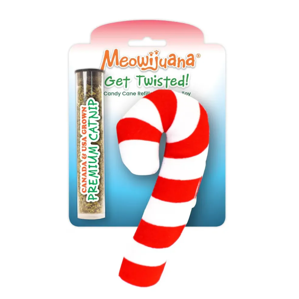Meowijuana Get Twisted Candy Cane Fillable Catnip Toy