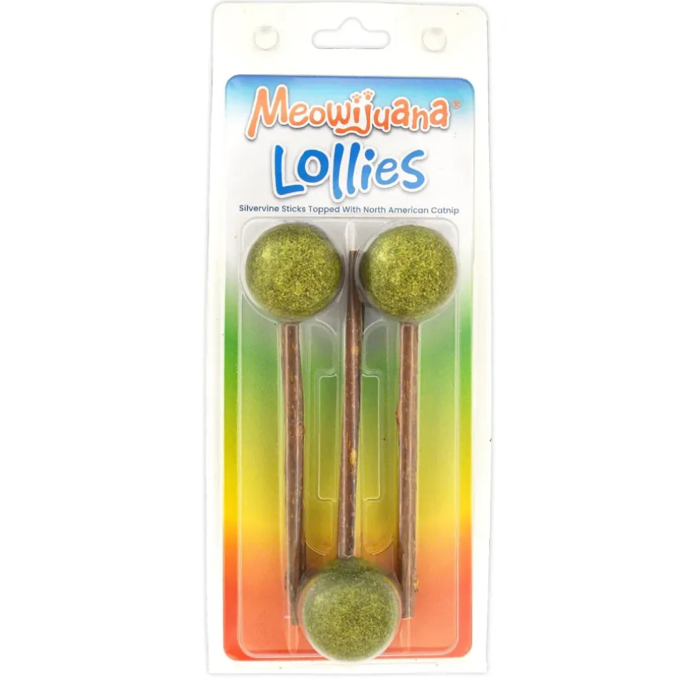 Meowijuana Lollies Silvervine Sticks with Catnip for Cats (3 ct)