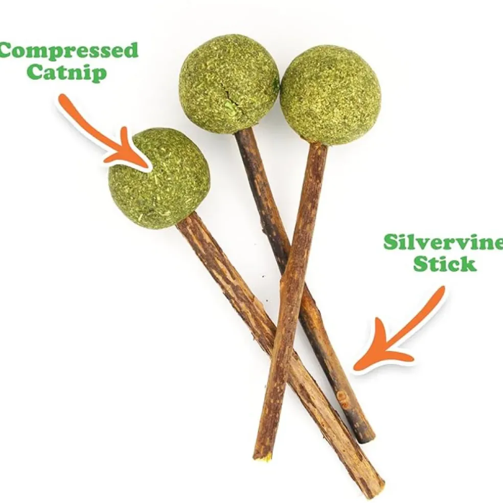 Meowijuana Lollies Silvervine Sticks with Catnip for Cats (3 ct)