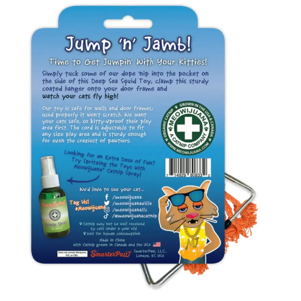 Meowijuana Refillable Jump 'n' Jamb Deep Sea Squid Hanging Cat Toy