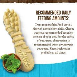 Merrick Fresh Kisses Double-Brush Mint Breath Strips Dental Dog Treats, Large