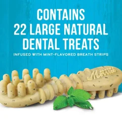 Merrick Fresh Kisses Double-Brush Mint Breath Strips Dental Dog Treats, Extra Small